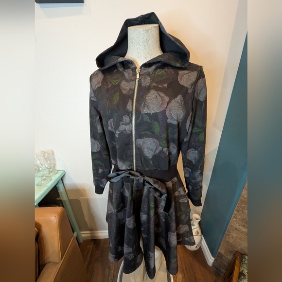 Designer Blackbird Studios Floral Hooded Tunic Jacket  Size 1x- Fits XL 0x - Picture 4 of 13